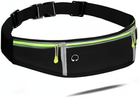 Waist pack sport running Belt Pack with adjustable Strap for running hiking travel outdoors sport (Black, 3 Pockets)