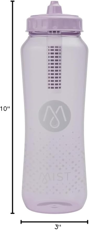 Mist Sports Squeeze Water Bottle with Built-In Filter for Pure Water, Lightweight and Easy Grip Squeeze Water Bottles Sports Quality, Leak Proof & BPA Free Athletic Water Bottle Squirt Top, Lavender