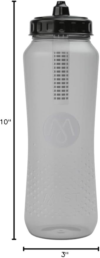 Mist Sports Squeeze Water Bottle with Built-In Filter for Pure Water, Lightweight and Easy Grip Squeeze Water Bottles Sports Quality, Leak Proof & BPA Free Athletic Water Bottle Squirt Top, Black