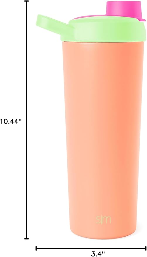 Simple Modern Stainless Steel Shaker Bottle with Ball 24oz | Metal Insulated Cup for Protein Mixes, Shakes and Pre Workout | Rally Collection | Zesty Mix