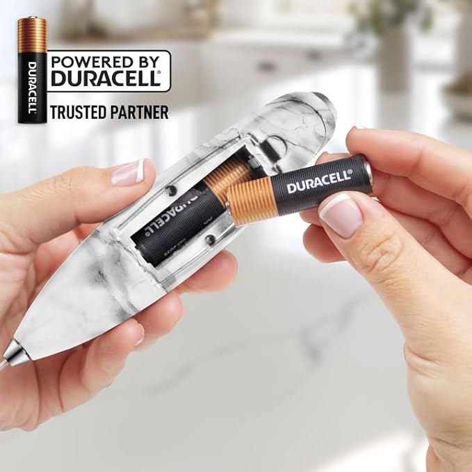 Zulay Powerful Milk Frother (4 Duracell Batteries Included) - Handheld Milk Frother Wand Drink Mixer for Coffee - Powerful Milk Foamer for Cappuccino, Frappe, Matcha & Coffee Creamer - Quartz