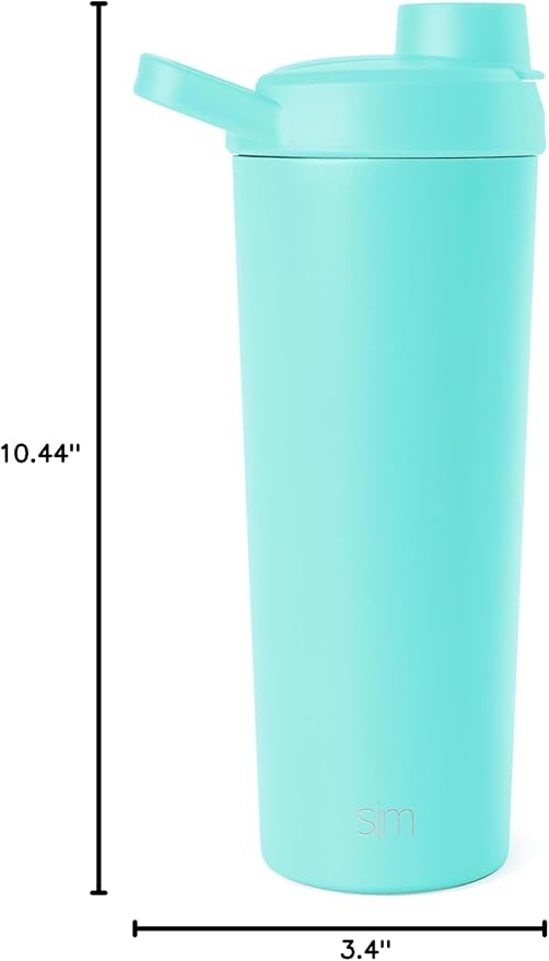 Simple Modern Stainless Steel Shaker Bottle with Ball 24oz | Metal Insulated Cup for Protein Mixes, Shakes and Pre Workout | Rally Collection | Ocean Water