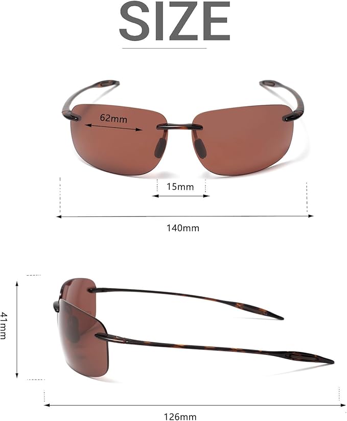 JULI Sports Sunglasses for Men Women Tr90 Rimless Frame for Running Fishing Golf Surf Driving MJ8009