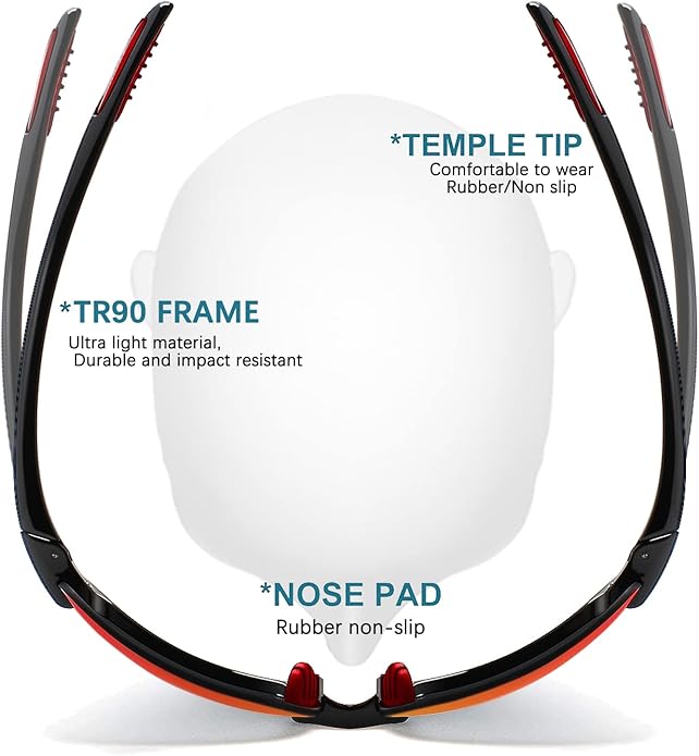 WISTON Sports Polarized Sunglasses for Men Women Tr90 Rimless Frame for Running Fishing Baseball Driving W8001