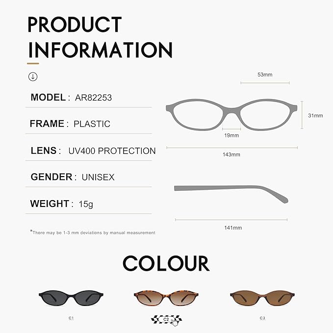 Retro Oval Cat Eye Sunglasses for Women Y2k Trendy Narrow Sunnies Designer Sun Glasses AR82253