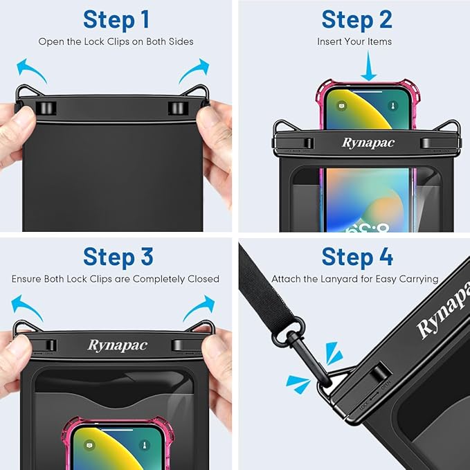 2 Pack Waterproof Phone Pouch - 10in Waterproof Phone Case with Lanyard, IPX8 Cellphone Dry Bag Beach Essentials for iPhone 16 15 14 Pro Max, Galaxy S25 S24 S23 Ultra, Cruise Ship Essentials