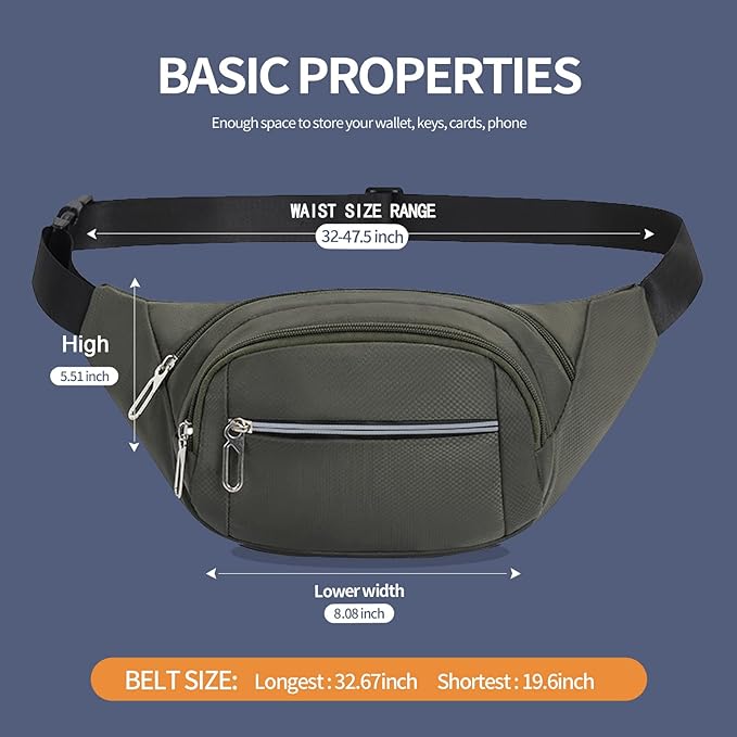 DAITET Crossbody Fanny Pack for Men&Women,Large Waist Bag & Hip Bum Bag with Adjustable Strap for Outdoors Workout Traveling Casual Running Hiking Cycling