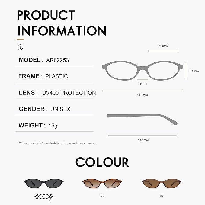 Retro Oval Cat Eye Sunglasses for Women Y2k Trendy Narrow Sunnies Designer Sun Glasses AR82253