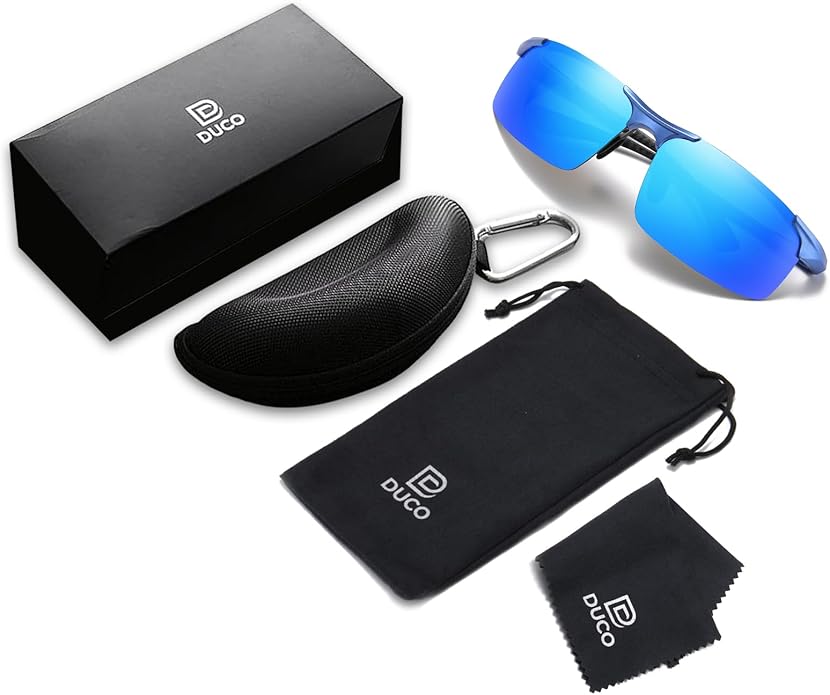 DUCO Mens Sunglasses Polarized Sports Fishing Running Driving Carbon Fiber Sunglasses for Men UV400 Protection DC8277