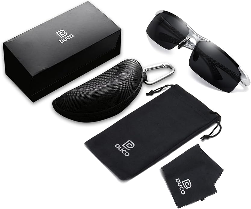 DUCO Mens Sunglasses Polarized Sports Fishing Running Driving Carbon Fiber Sunglasses for Men UV400 Protection DC8277