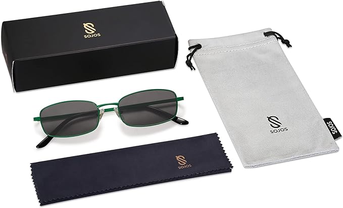 SOJOS Trendy Small Y2k Rectangle Sunglasses Womens Mens, Retro Narrow Chic Thin Skinny Sunnies SJ1187