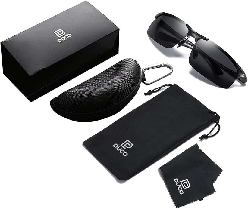 DUCO Mens Sunglasses Polarized Sports Fishing Running Driving Carbon Fiber Sunglasses for Men UV400 Protection DC8277