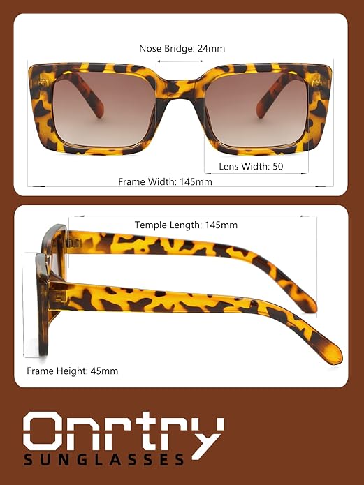 Onrtry Rectangle Sunglasses for Women Men Vintage Fashion Sun Glasses