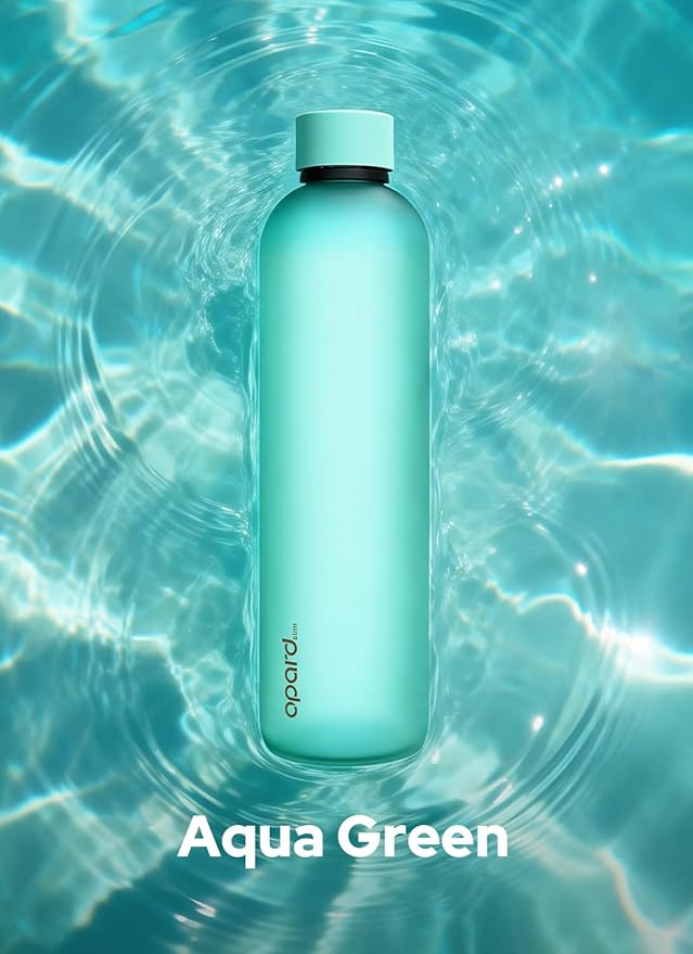 Opard Slim Water Bottle 32oz, Dishwasher Safe Plastic Water Bottle BPA-Free, Leakproof Screw Top,Aqua Green, Reusable for Travel School Sport Gym Hiking