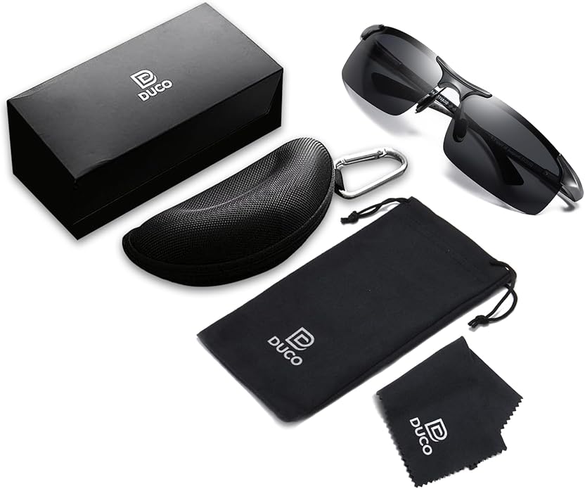 DUCO Mens Sunglasses Polarized Sports Fishing Running Driving Carbon Fiber Sunglasses for Men UV400 Protection DC8277