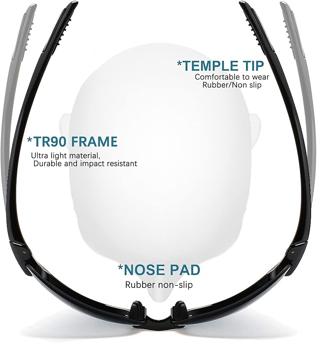 WISTON Sports Polarized Sunglasses for Men Women Tr90 Rimless Frame for Running Fishing Baseball Driving W8001