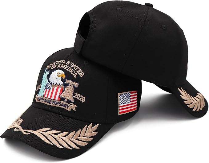 250 Anniversary USA Hat United States 250th Year American Anniversary Hat Patriotic Embroidered Baseball Caps for Men Women