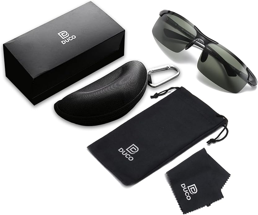 DUCO Mens Sunglasses Polarized Sports Fishing Running Driving Carbon Fiber Sunglasses for Men UV400 Protection DC8277