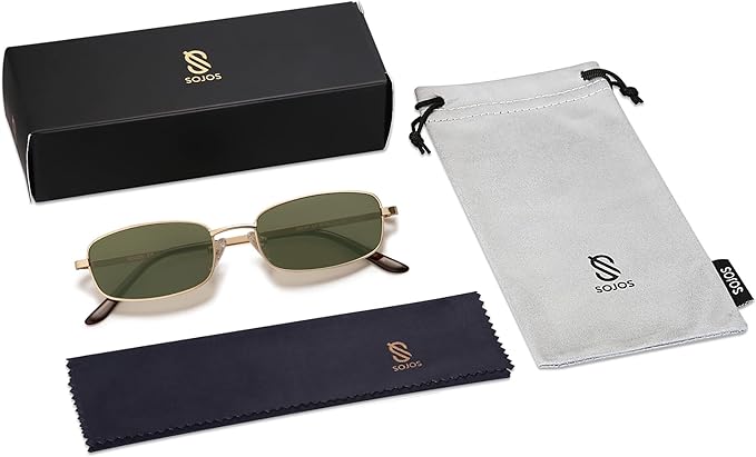 SOJOS Trendy Small Y2k Rectangle Sunglasses Womens Mens, Retro Narrow Chic Thin Skinny Sunnies SJ1187