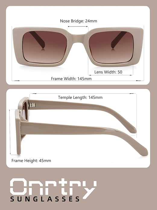 Onrtry Rectangle Sunglasses for Women Men Vintage Fashion Sun Glasses