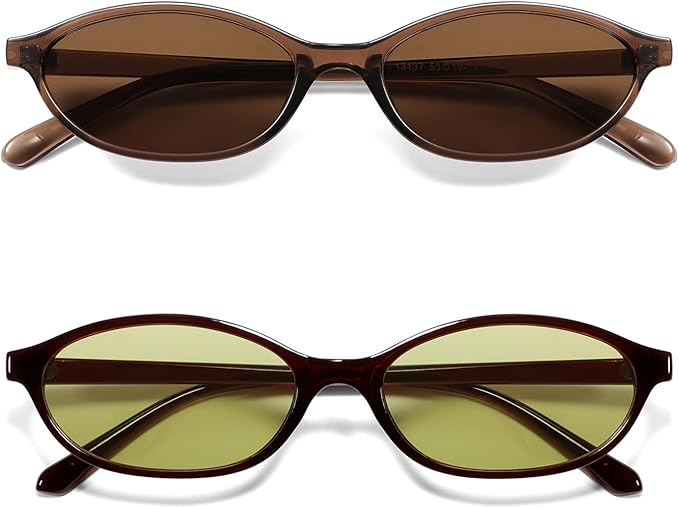 Retro Oval Cat Eye Sunglasses for Women Y2k Trendy Narrow Sunnies Designer Sun Glasses AR82253