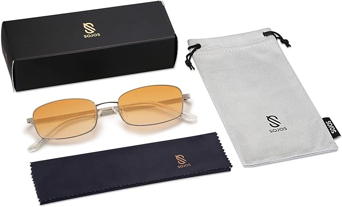 SOJOS Trendy Small Y2k Rectangle Sunglasses Womens Mens, Retro Narrow Chic Thin Skinny Sunnies SJ1187