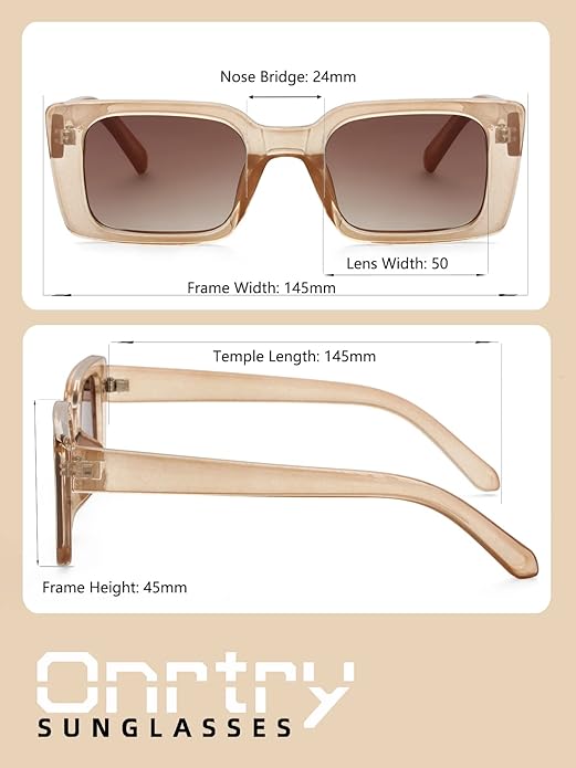 Onrtry Rectangle Sunglasses for Women Men Vintage Fashion Sun Glasses