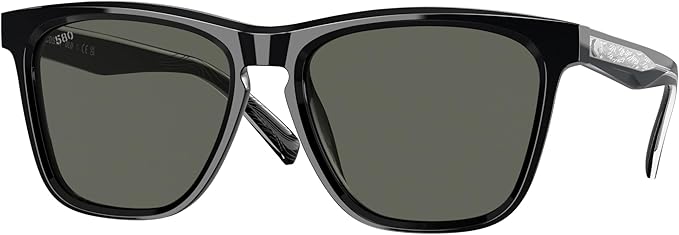 Costa Woman Sunglasses Shiny Black Frame, Gray Lenses, 57MM