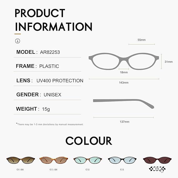 Retro Oval Cat Eye Sunglasses for Women Y2k Trendy Narrow Sunnies Designer Sun Glasses AR82253