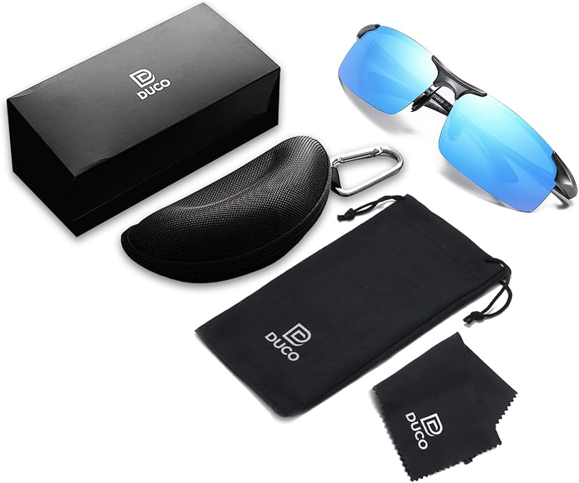 DUCO Mens Sunglasses Polarized Sports Fishing Running Driving Carbon Fiber Sunglasses for Men UV400 Protection DC8277