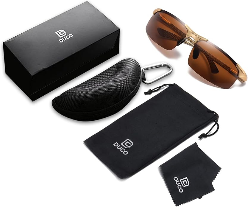 DUCO Mens Sunglasses Polarized Sports Fishing Running Driving Carbon Fiber Sunglasses for Men UV400 Protection DC8277