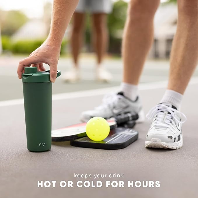 Simple Modern Stainless Steel Shaker Bottle with Ball 24oz | Metal Insulated Cup for Protein Mixes, Shakes and Pre Workout | Rally Collection | Almond Birch