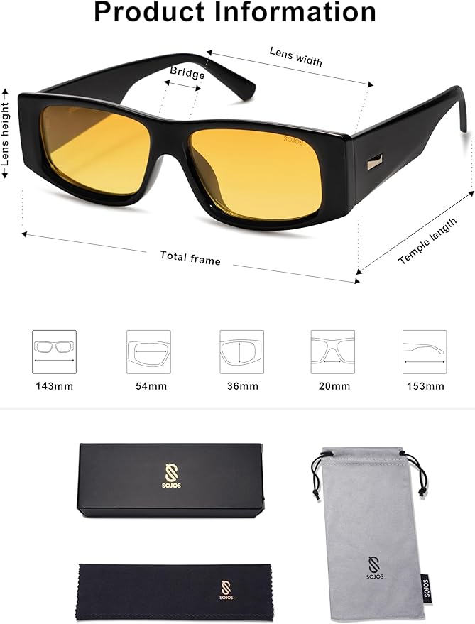 SOJOS Trendy Y2K Rectangle Polarized Sunglasses for Women Men Fashion Designer Rave Sunglasses SJ2228