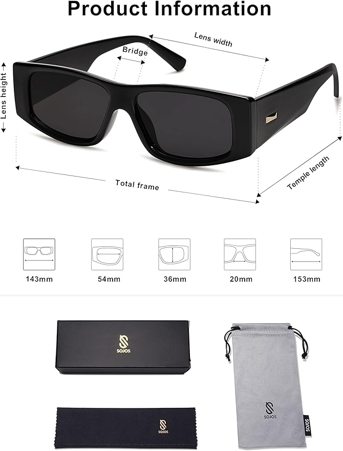 SOJOS Trendy Y2K Rectangle Polarized Sunglasses for Women Men Fashion Designer Rave Sunglasses SJ2228