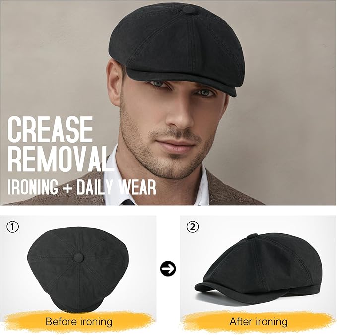 BOTVELA Men's Newsboy Gatsby Hat Cotton Vintage Flat Ivy Cabbie Cap