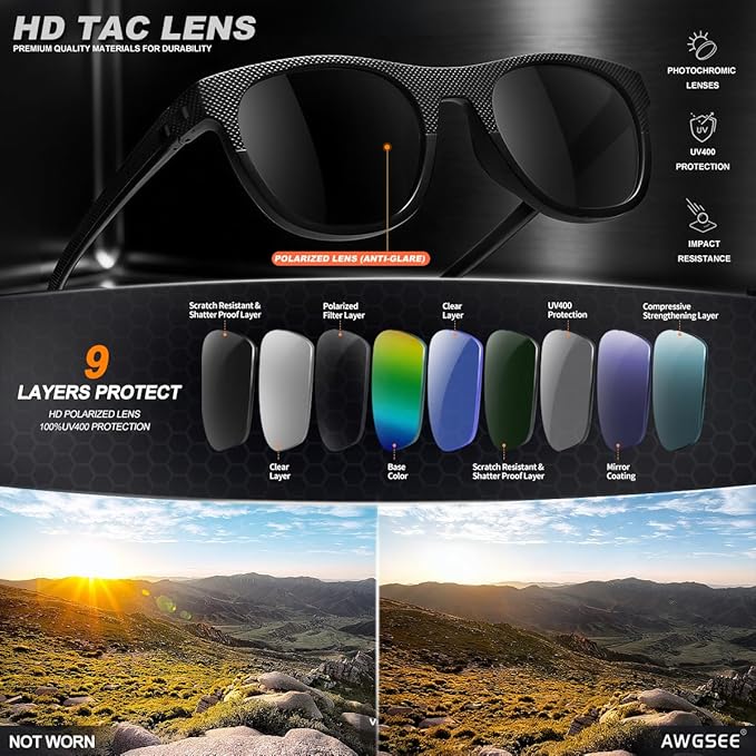 3 Pack Polarized Sunglasses for Men Women, Lightweight UV Protection Sports Sun Glasses for Driving Fishing Golf