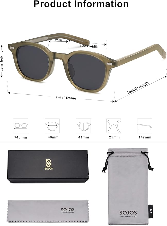 SOJOS Retro Square Sunglasses for Women Men Vintage Shades UV Protection Sunnies SJ2316