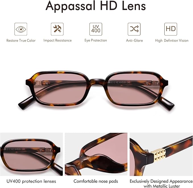 Retro Rectangular Sunglasses for Women Vintage Fashion Trendy Funny Small 90s Square Sunnies 2025 AP3698