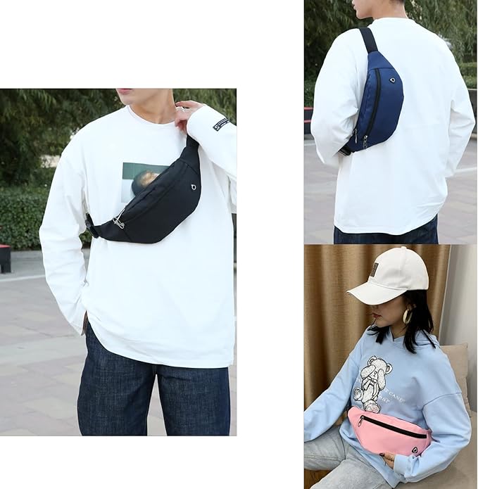 DAITET Crossbody Fanny Pack for Men&Women,Large Waist Bag & Hip Bum Bag with Adjustable Strap for Outdoors Workout Traveling Casual Running Hiking Cycling