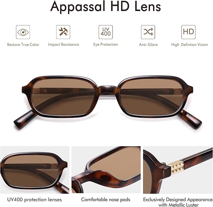 Retro Rectangular Sunglasses for Women Vintage Fashion Trendy Funny Small 90s Square Sunnies 2025 AP3698