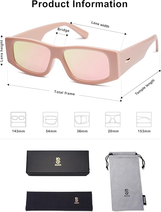 SOJOS Trendy Y2K Rectangle Polarized Sunglasses for Women Men Fashion Designer Rave Sunglasses SJ2228