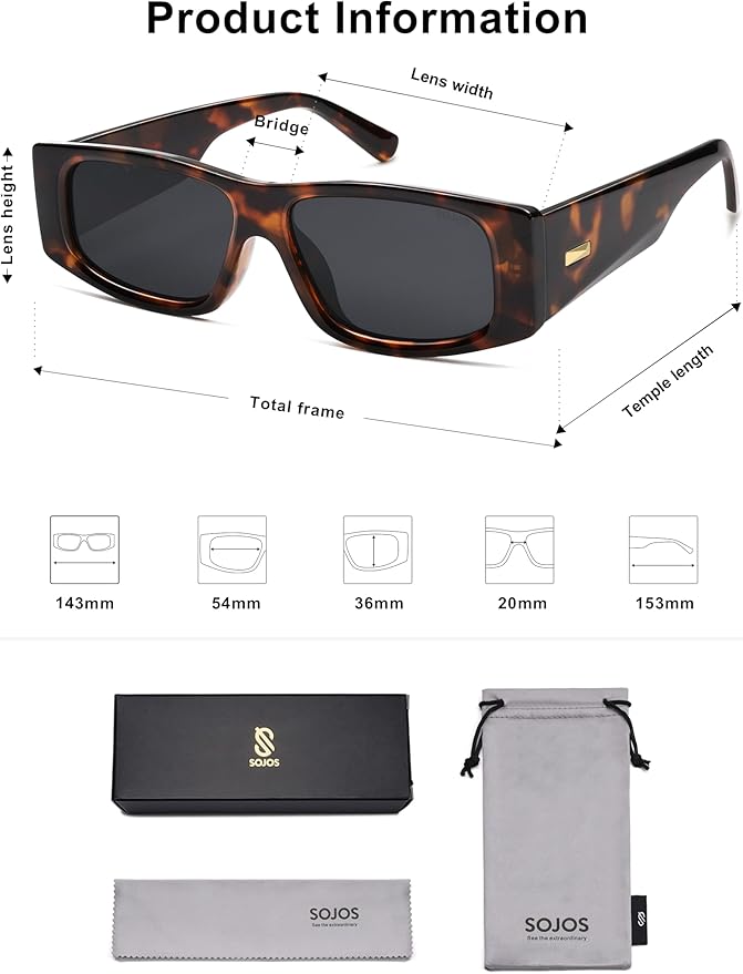 SOJOS Trendy Y2K Rectangle Polarized Sunglasses for Women Men Fashion Designer Rave Sunglasses SJ2228