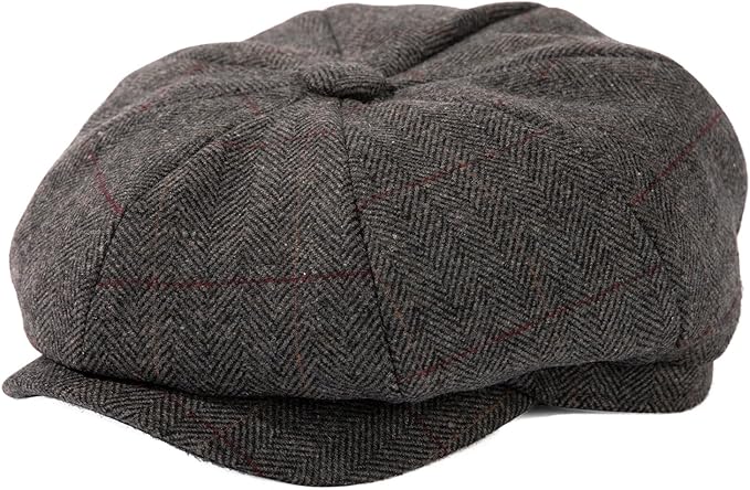 TOP-EX L/XL/XXL Wool Tweed Newsboy Cap for Men Paperboy Warm Winter Hat Vintage Flat Ivy Cabbie Gatsby Cap