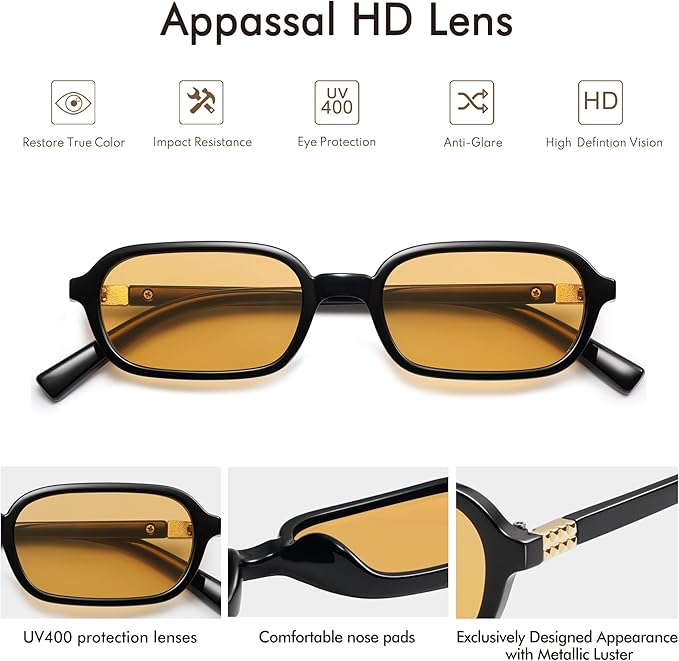 Retro Rectangular Sunglasses for Women Vintage Fashion Trendy Funny Small 90s Square Sunnies 2025 AP3698