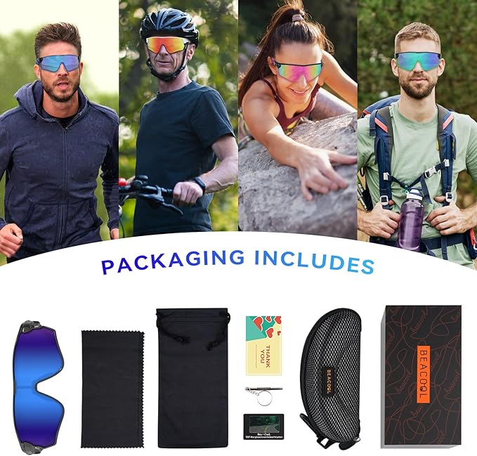 BEACOOL Polarized Sports Sunglasses for Men Women Youth Baseball Cycling Running Driving Fishing Golf Motorcycle TAC Glasses