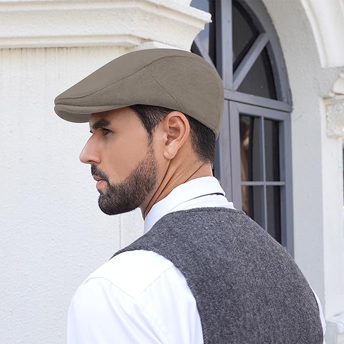 Men's Adjustable Newsboy Hat Classic Flat Gatsby Cabbie Ivy Cap for Golf Driving Winter