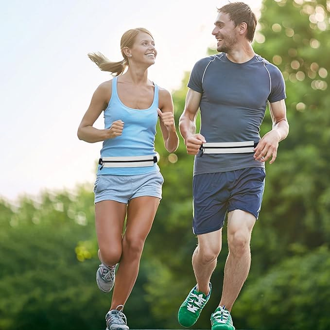 Slim Running Belt For Men and Women Waist Fanny Pack Phone Holder Pouch Bag Reflective Zipper Pocket Workout Cycling Fitness