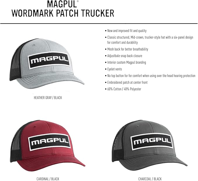 Magpul Trucker Hat Snap Back Baseball Cap, One Size Fits Most