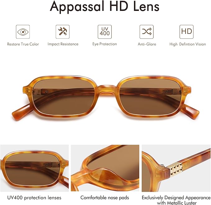 Retro Rectangular Sunglasses for Women Vintage Fashion Trendy Funny Small 90s Square Sunnies 2025 AP3698