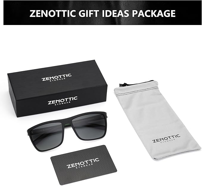 ZENOTTIC Polarized Sunglasses for Men Lightweight TR90 Frame UV400 Protection Square Sun Glasses
